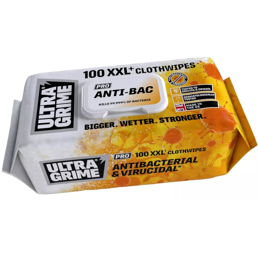 UltraGrime PRO 5930 Anti-Bac XXL+ Clothwipes (Pack of 100 XXL+ Wipes)