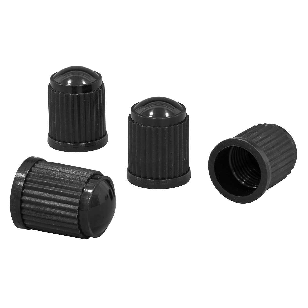 Sealey VCP4 Plastic Valve Caps 4pc - Black