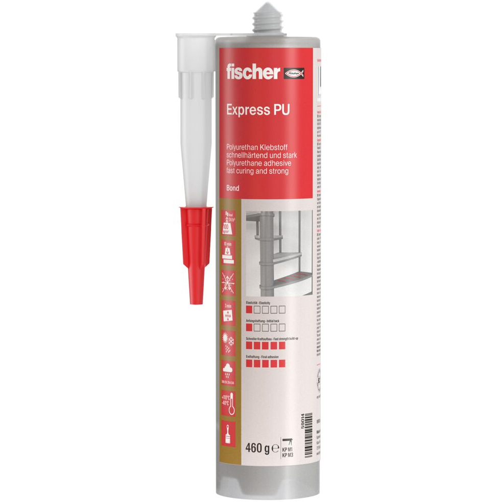Fischer 59014 Express PU Adhesive Beige 310 ml (DE/EN) + Gloves(Pack x 12)