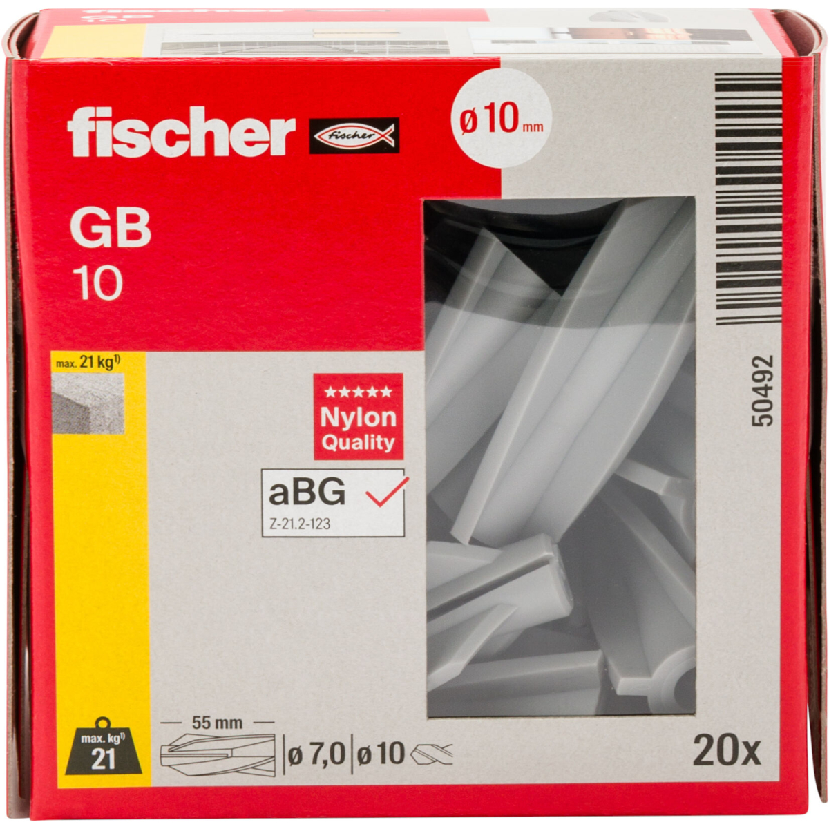 Fischer 50492 Aircrete Anchor GB 10 (Pack x 20)
