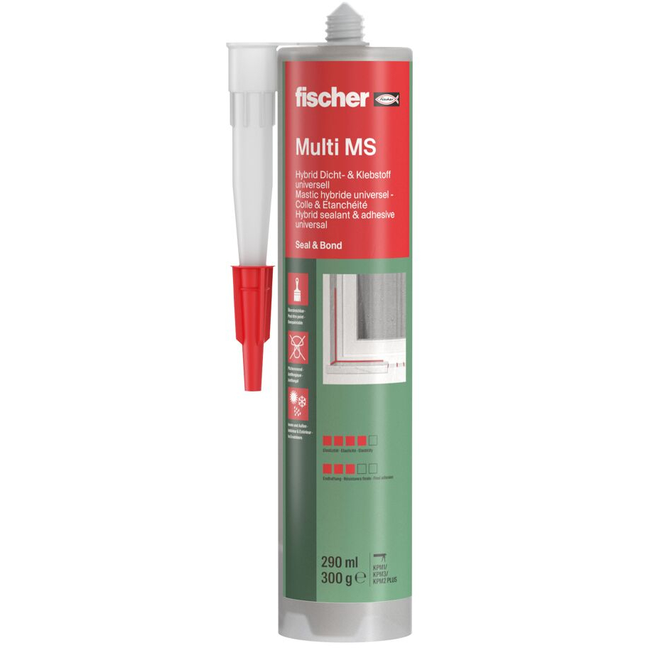 Fischer 503319 Multi MS Black Construction Sealant And Adhesive 290 ml (Pack x 12)