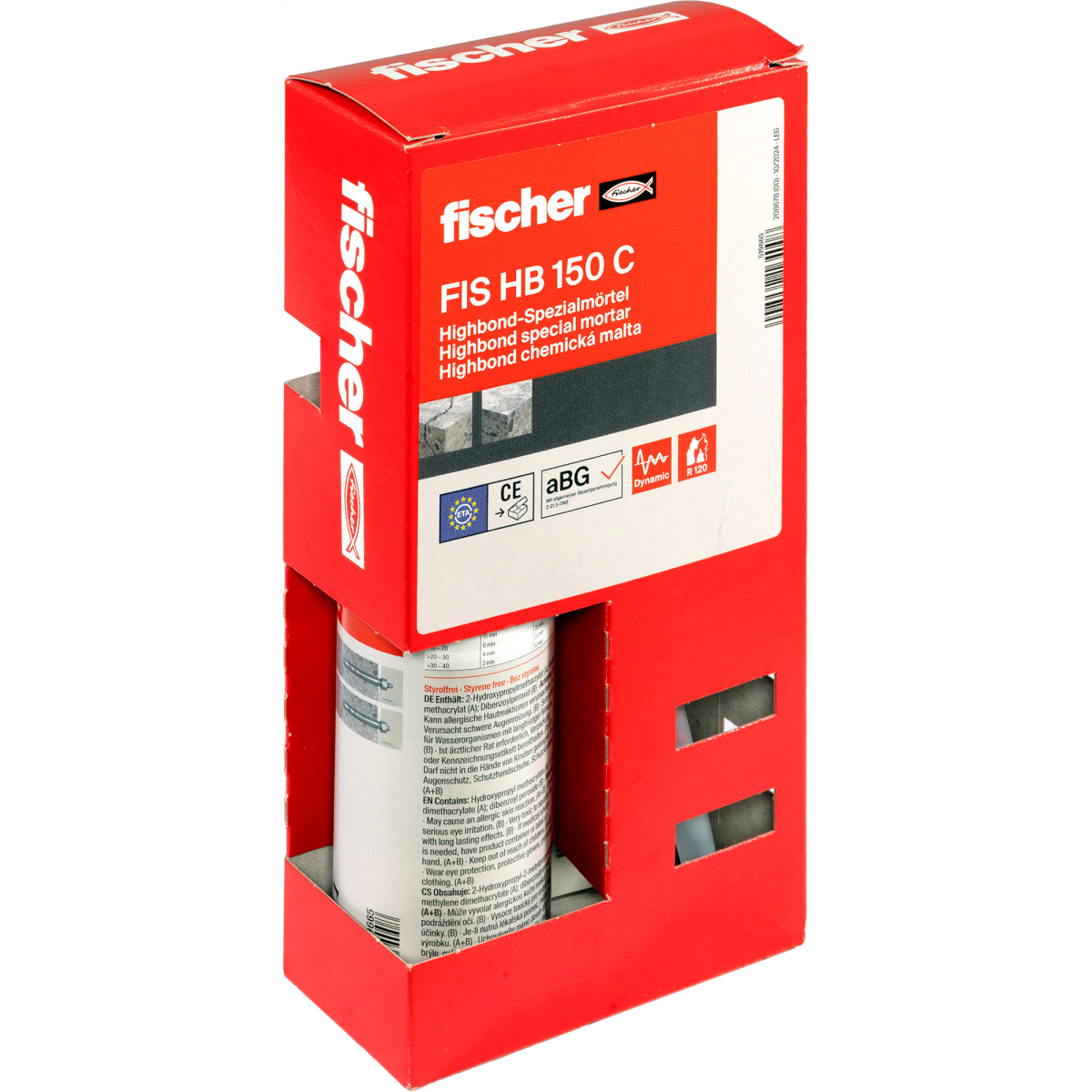 Fischer 519665 Injection Styrene-Free Vinylester Mortar FIS HB 150ml (Pack x 6)