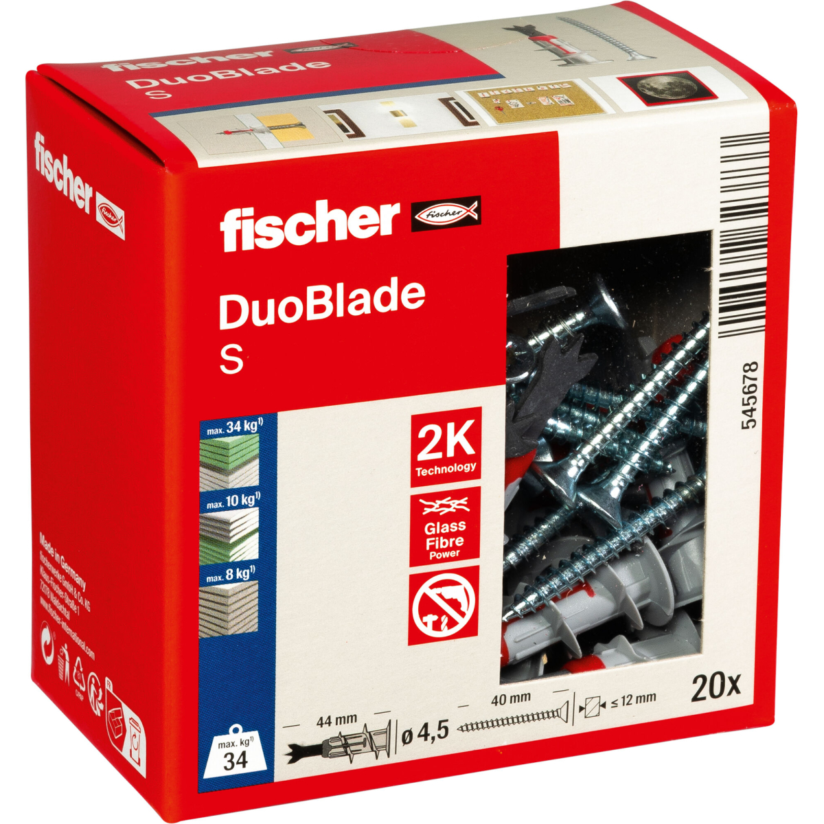 Fischer 545678 Plasterboard Fixing DuoBlade S With Screw (Pack x 20)