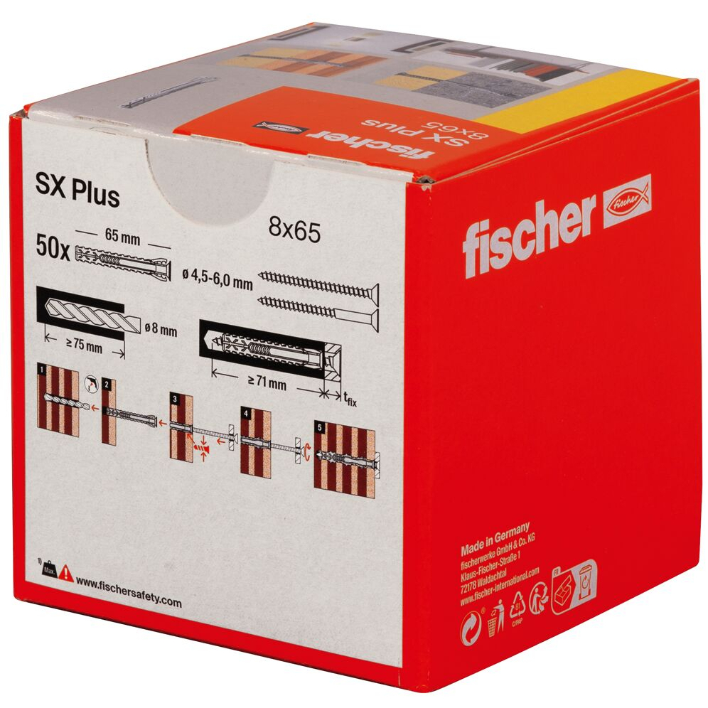 Fischer 568108 Expansion plug SX Plus 8 x 65 Pack x 50