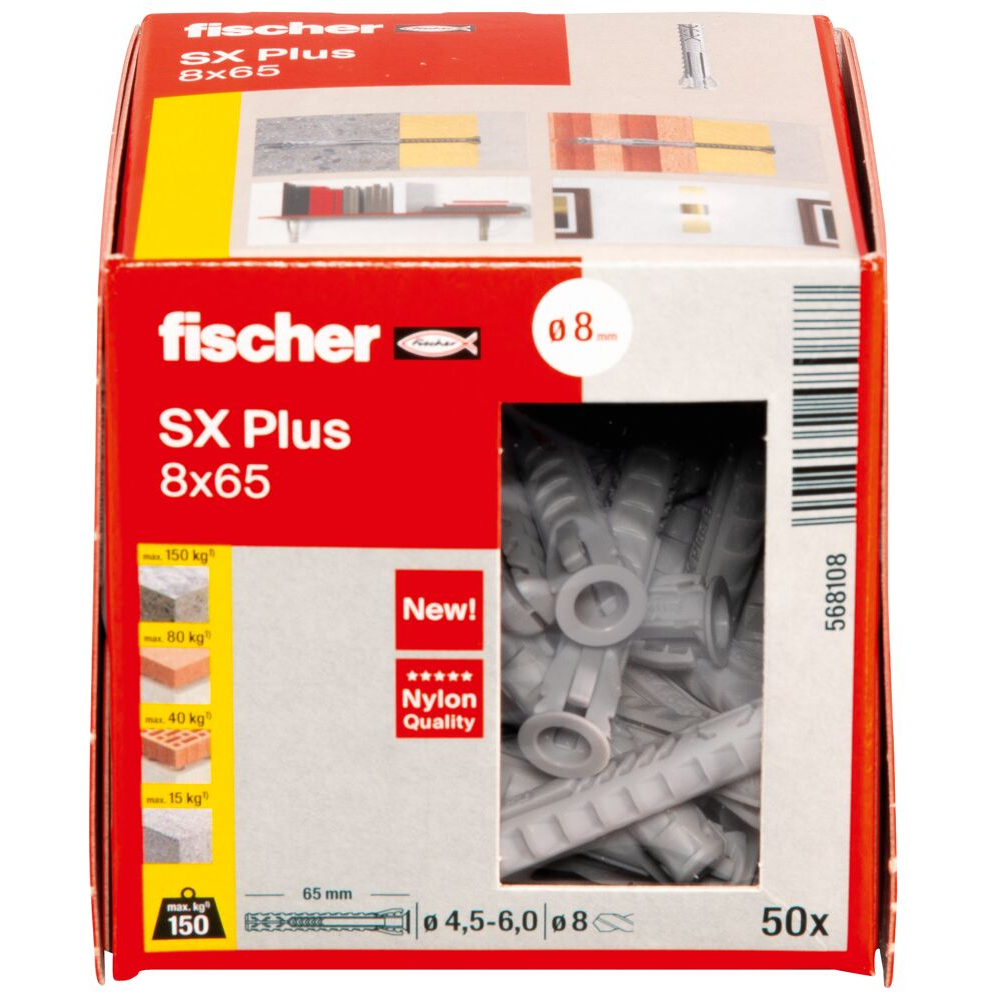 Fischer 568108 Expansion plug SX Plus 8 x 65 Pack x 50