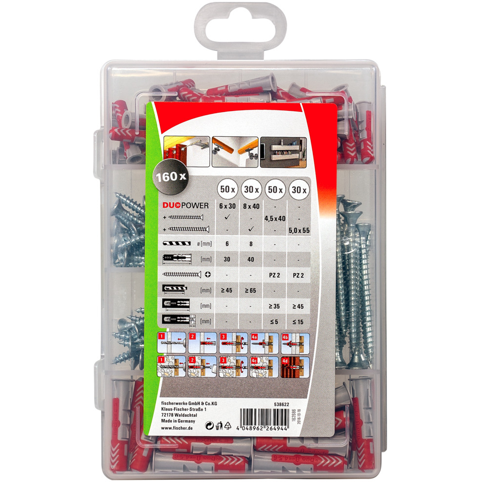 Fischer 538622 Profi-Box DuoPower Plug With Screw In Meister-Box 160pcs