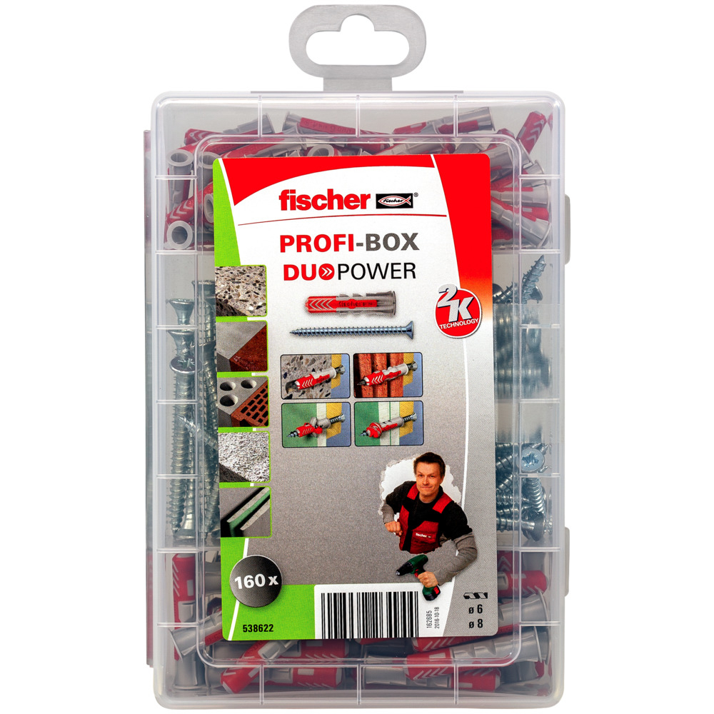 Fischer 538622 Profi-Box DuoPower Plug With Screw In Meister-Box 160pcs