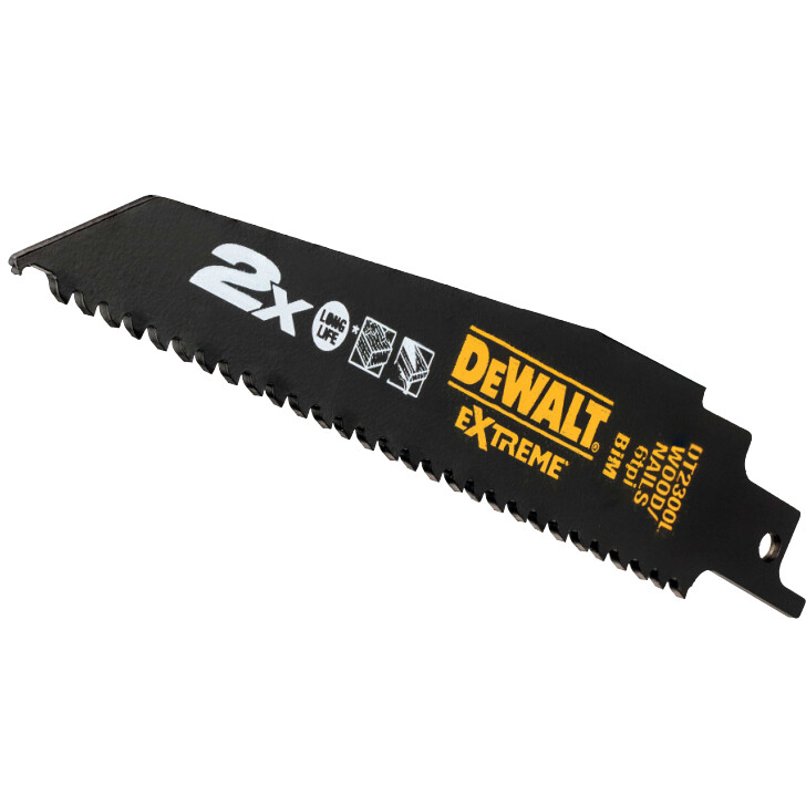 DeWalt DT2300L-QZ 152mm EXTREME Bi-Metal Reciprocating Saw Blades - For Rough Cutting of Wood With Nails Pack x 5