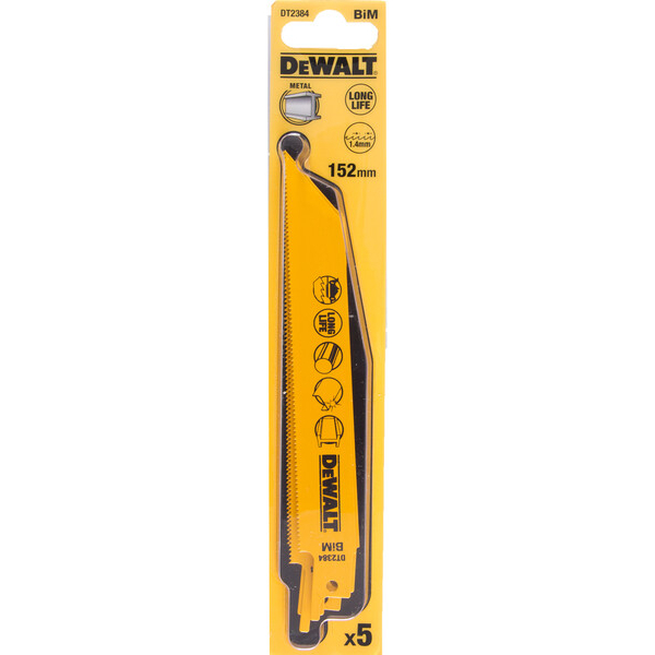 DeWalt DT2384-QZ 152mm Bi-Metal Reciprocating Saw Blades - For Fast Cuts In Metal (S922EF) Pack x 5