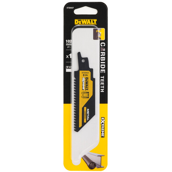 DeWalt DT20437-QZ  EXTREME® Carbide Recip Blade 102mm Metal 8TPI 1pk
