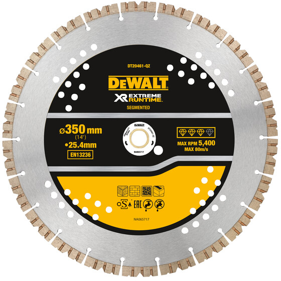 DeWalt DT20461-QZ All Purpose Diamond Wheel Segmented  EXTREME® RunTime 355mm x 25.4mm