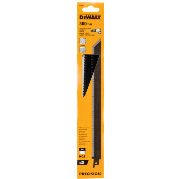 DeWalt DT2451-QZ 300mm Reciprocating Saw Blade For Fibre Insulation Material Pack x 2