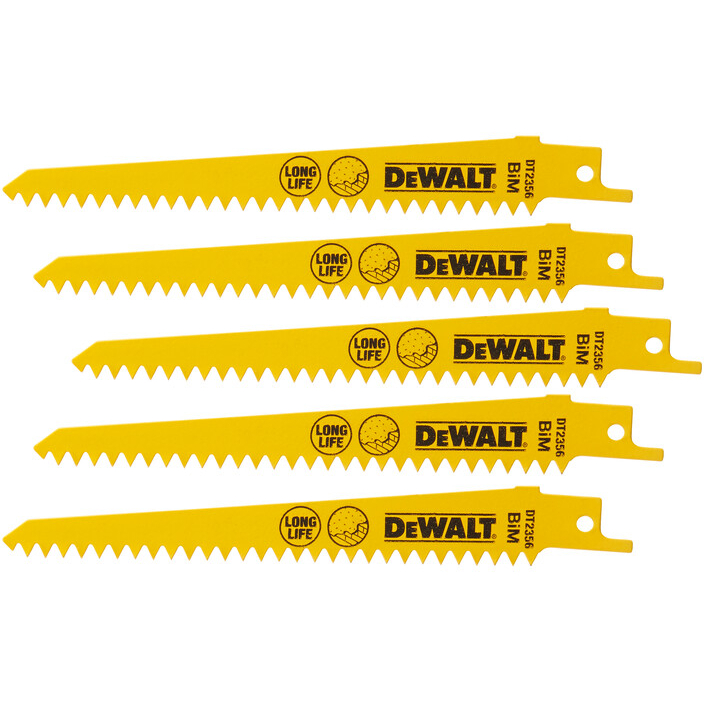 DeWalt DT2356-QZ 152mm Bi-Metal Reciprocating Saw Blade For Plasterboard (S628DF) Pack x 5