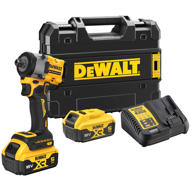 DeWalt DCF922P2T-GB 18V XR Brushless 1/2" Impact Wrench with 2x 5.0Ah Batteries in TSTAK Case