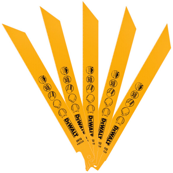 DeWalt DT2354-QZ Metal Cutting Reciprocating Saw Blades 203mm (8") 18 TPI (S1022EF) Pack x 5