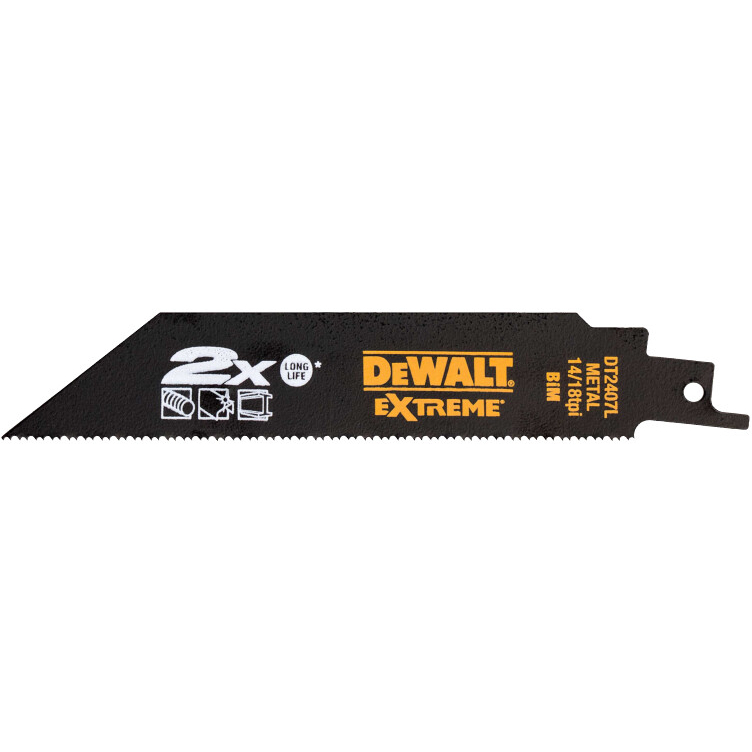 DeWalt DT2407L-QZ EXTREME® 2X Long Life Reciprocating  Saw Blade - Metal 152mm (6") 14/18TPI Metal Pack x 5