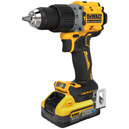 DeWalt DCD805H2T-GB 18V XR G3 POWERSTACK Compact Hammer Drill Driver  With 2 x 5.0Ah POWERSTACK Batteries in TSTAK