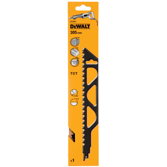 DeWalt DT2421-QZ 305mm TCT Reciprocating Saw Blade For Aerated Concrete (S1243HM) Pack x 1