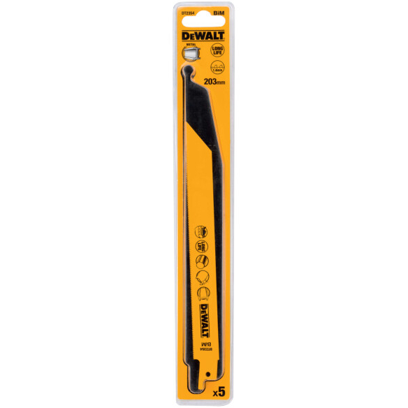 DeWalt DT2354-QZ Metal Cutting Reciprocating Saw Blades 203mm (8") 18 TPI (S1022EF) Pack x 5