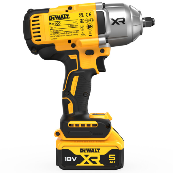 DeWalt DCF900P2T-GB 18V XR Brushless 1/2" High Torque Impact Wrench Hog Ring 1396Nm With 2 x 5Ah Batteries In TSTAK