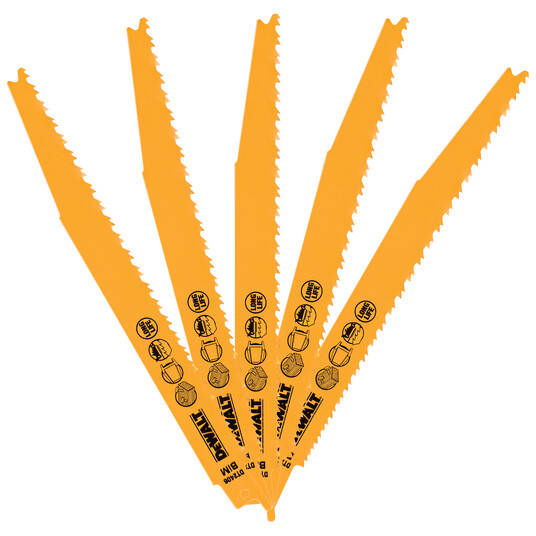 DeWalt DT2406-QZ 203mm Bi-Metal Reciprocating Saw Blades - For Universal Use (S3456XF) Pack x 5