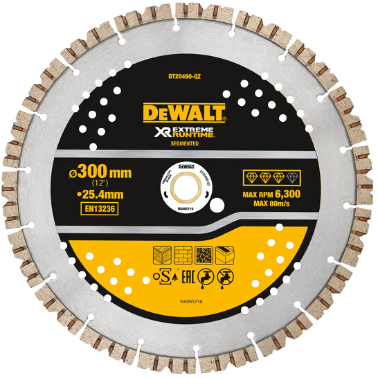 DeWalt DT20460-QZ All Purpose Diamond Wheel Segmented  EXTREME® RunTime 300mm x 25.4mm
