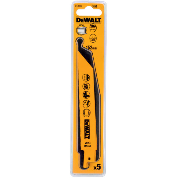 DeWalt DT2346-QZ 152mm Bi-Metal Reciprocating Saw Blades - For Metal Cutting (S922EF) Pack x 5
