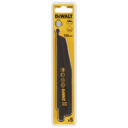 DeWalt DT2362-QZ 152mm HCs Reciprocating Saw Blades - Fine Fast Curved Cuts (S611D) Pack x 5