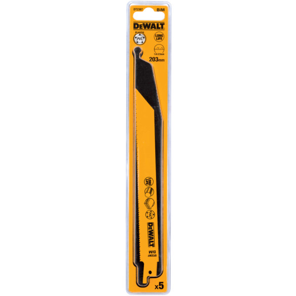 DeWalt DT2387-QZ 203mm Bi-Metal Reciprocating Saw Blades - For Universal Use (S1122VF) Pack x 5