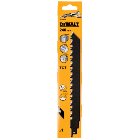 DeWalt DT2420-QZ 240mm TCT Reciprocating Saw Blade For Aerated Concrete (S1543HM) Pack x 1