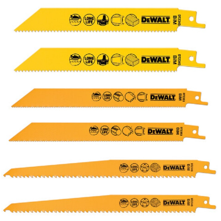 DeWalt DT2444-QZ High Performance Break Away Reciprocating Saw Blade 6 Piece Set + Storage Case