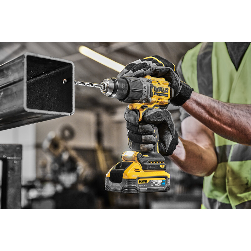 DeWalt DCD805H2T-GB 18V XR G3 POWERSTACK Compact Hammer Drill Driver  With 2 x 5.0Ah POWERSTACK Batteries in TSTAK