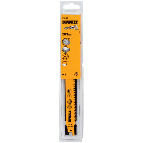 DeWalt DT2402-QZ 203mm HCs Reciprocating Saw Blades - Fast Cuts (S2345X) Pack x 5