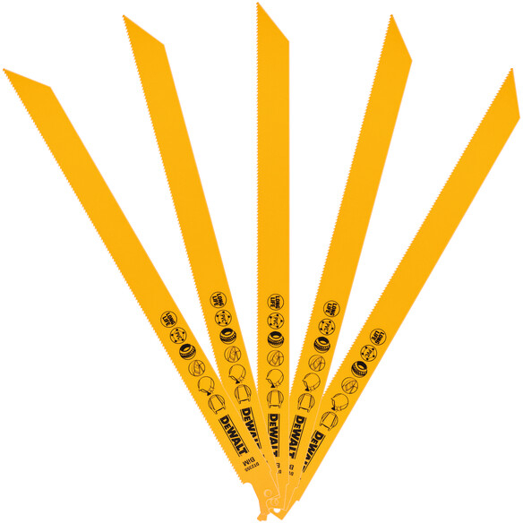 DeWalt DT2355-QZ 152mm Bi-Metal Reciprocating Saw Blades - For Universal Use (S1222VF) Pack x 5