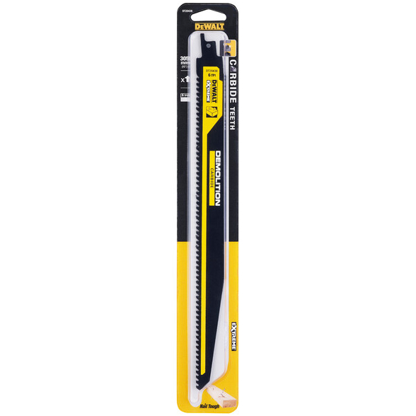 DeWalt DT20438-QZ EXTREME® Carbide Recip Blade 305mm Wood Nails 6TPI 1pk