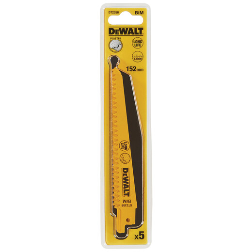 DeWalt DT2356-QZ 152mm Bi-Metal Reciprocating Saw Blade For Plasterboard (S628DF) Pack x 5