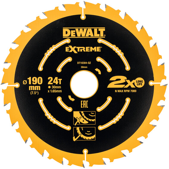DeWalt DT10399-QZ 190mm 24T Extreme Framing Circular Saw Blade 3pk