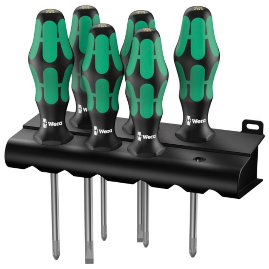 Wera 105656 6 Piece Lasertip Plain Slot / Pozi PZ Screwdriver Set WER105656