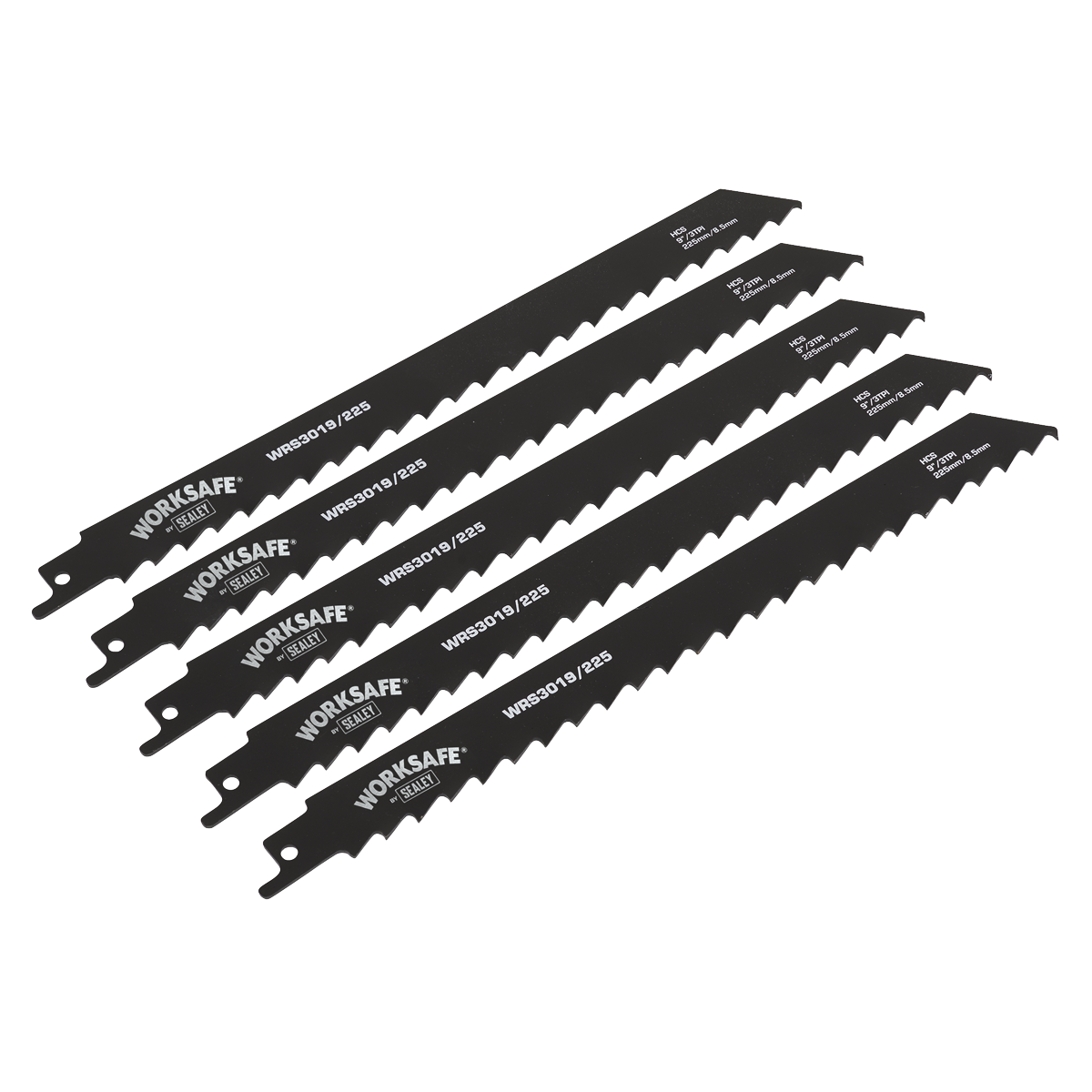 Sealey WRS3019/225 Reciprocating Saw Blade Wood 225mm 3tpi - Pack of 5